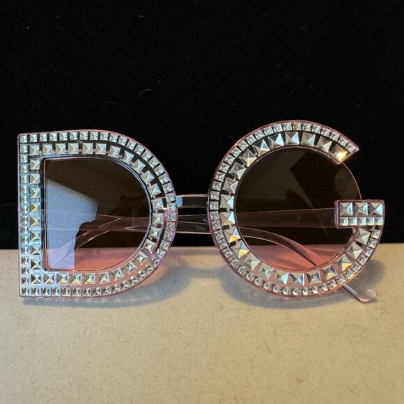 Sunglasses D & G Designer Style Pink Lenses Clear Frame Trendy Womens Accessory - Picture 8 of 13